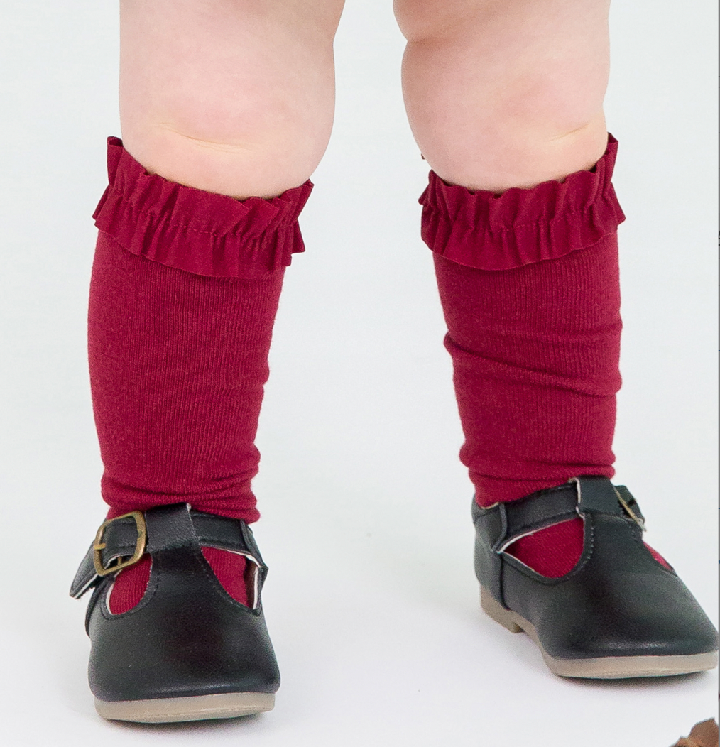 Cherry,Wht & Green Knee High Socks
