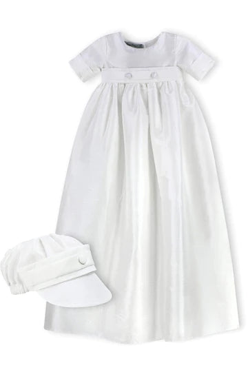 Boys Satin White Long Christening Gown