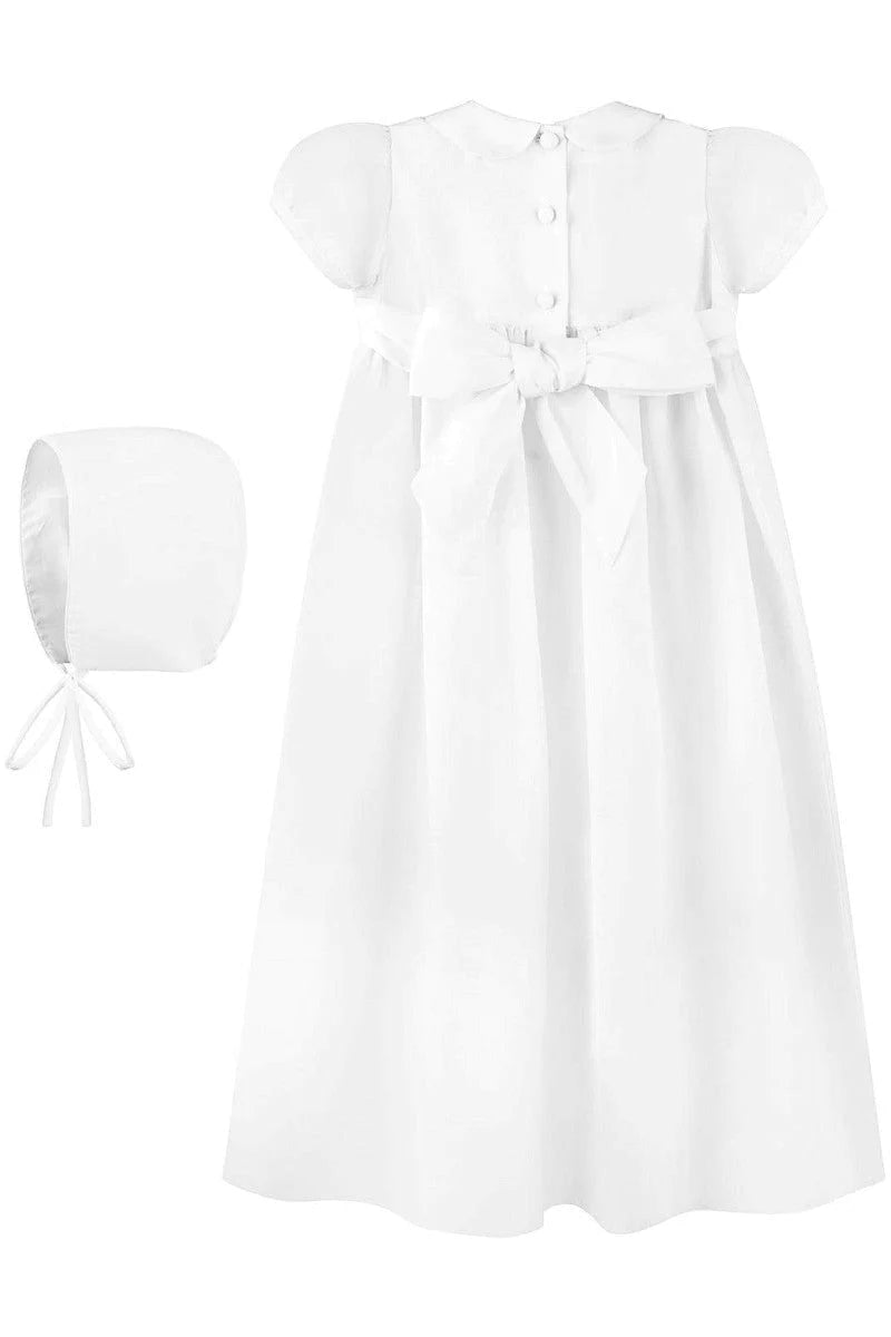 White Smock Cross Christening Gown & Bonnet