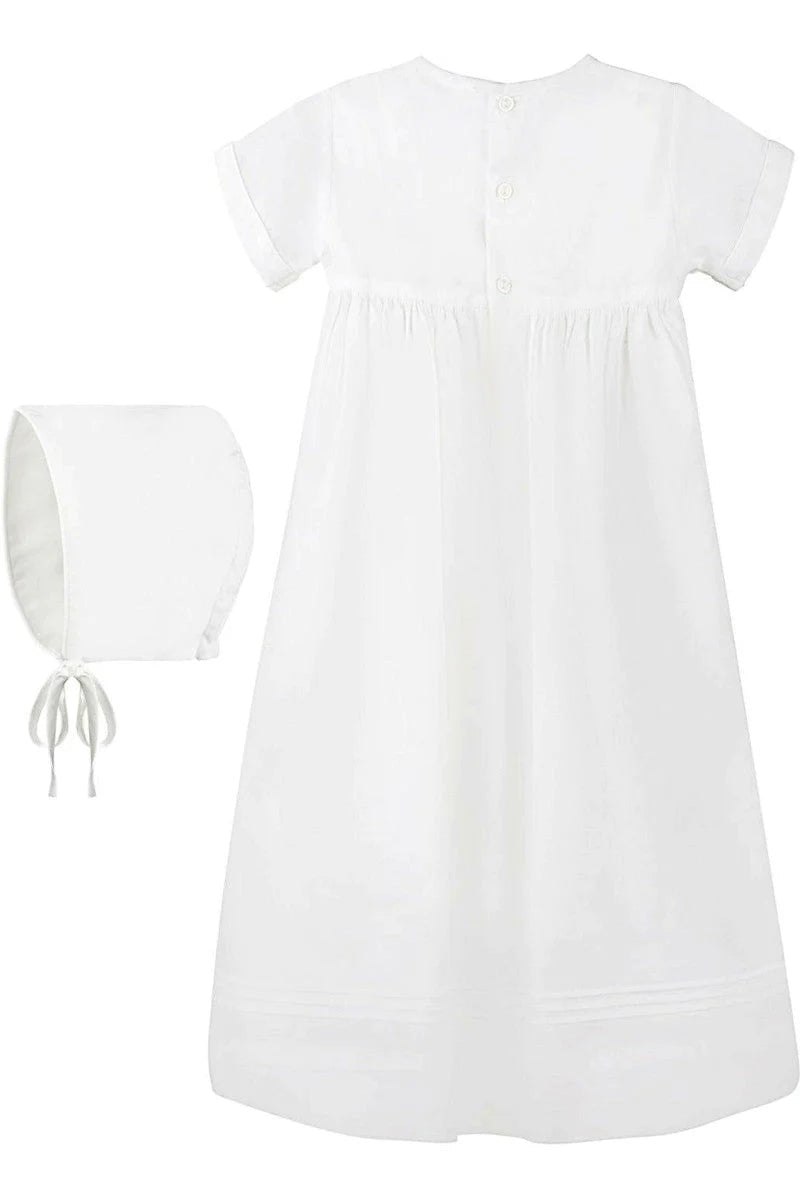 Hand Smocked Cross Christening Gown & Bonnet