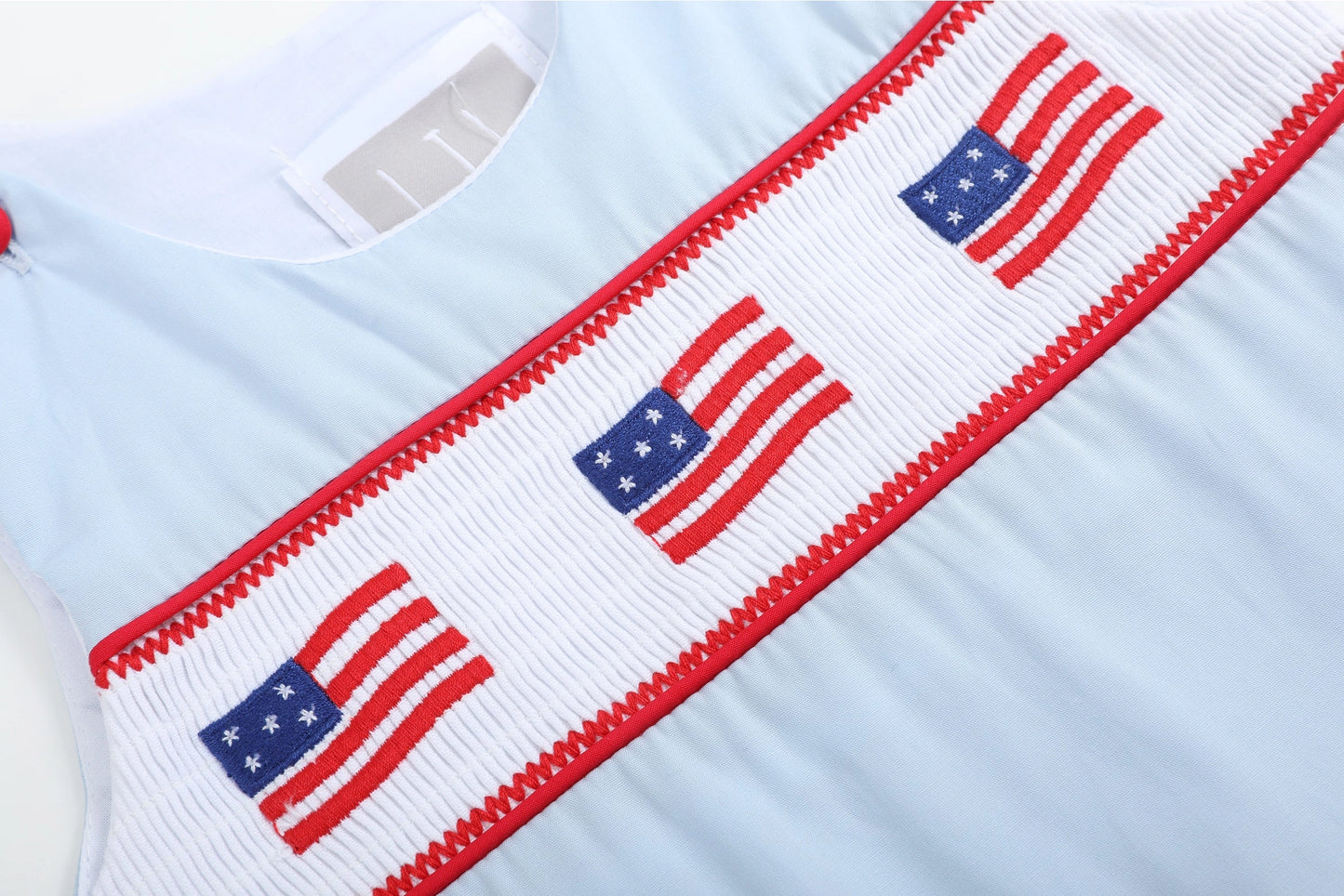 USA Flag Seersucker Smock Shortall