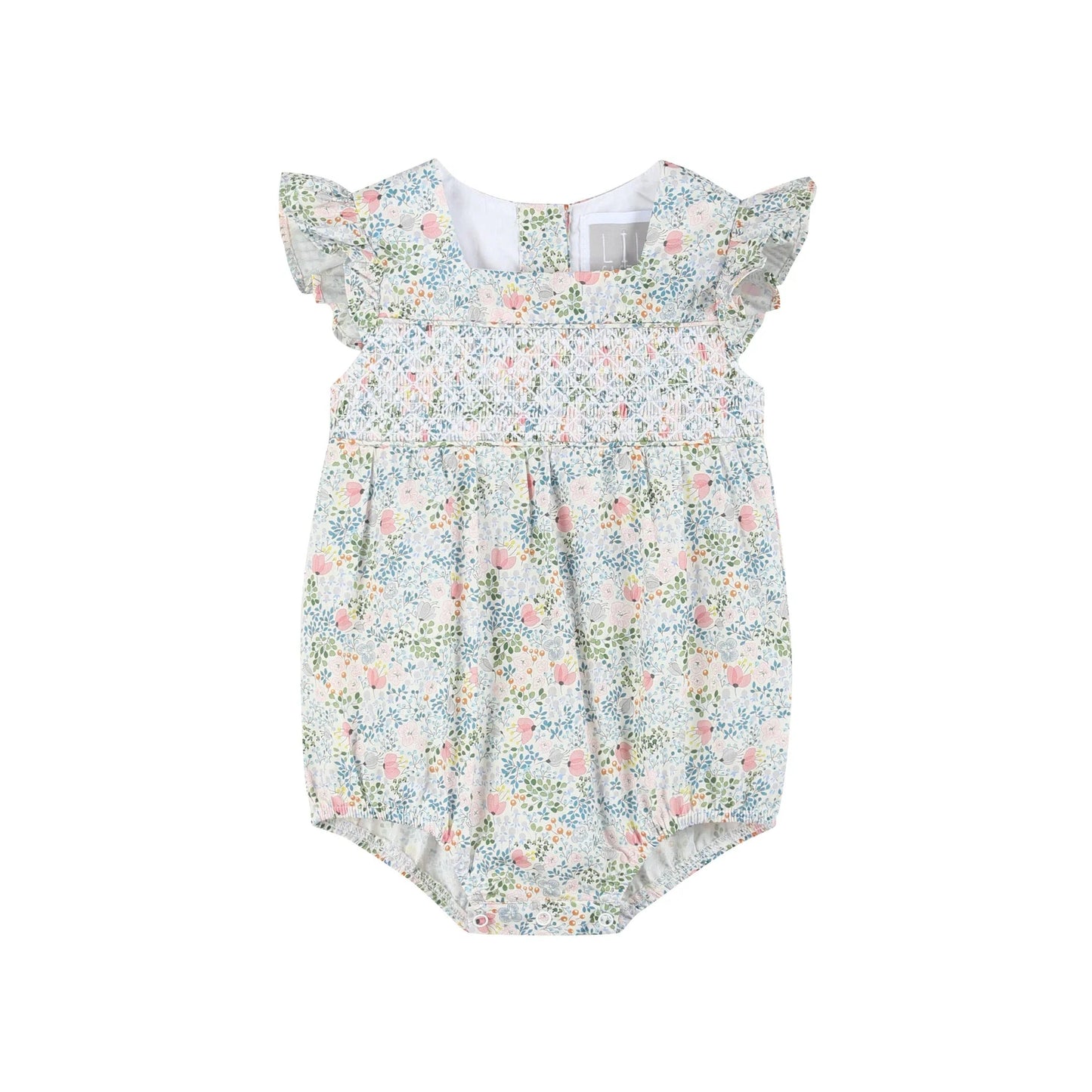 Pink Floral Smock Romper