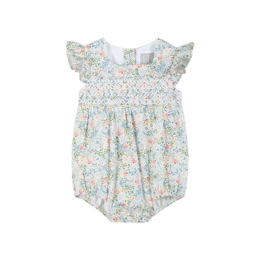 Pink Floral Smock Romper
