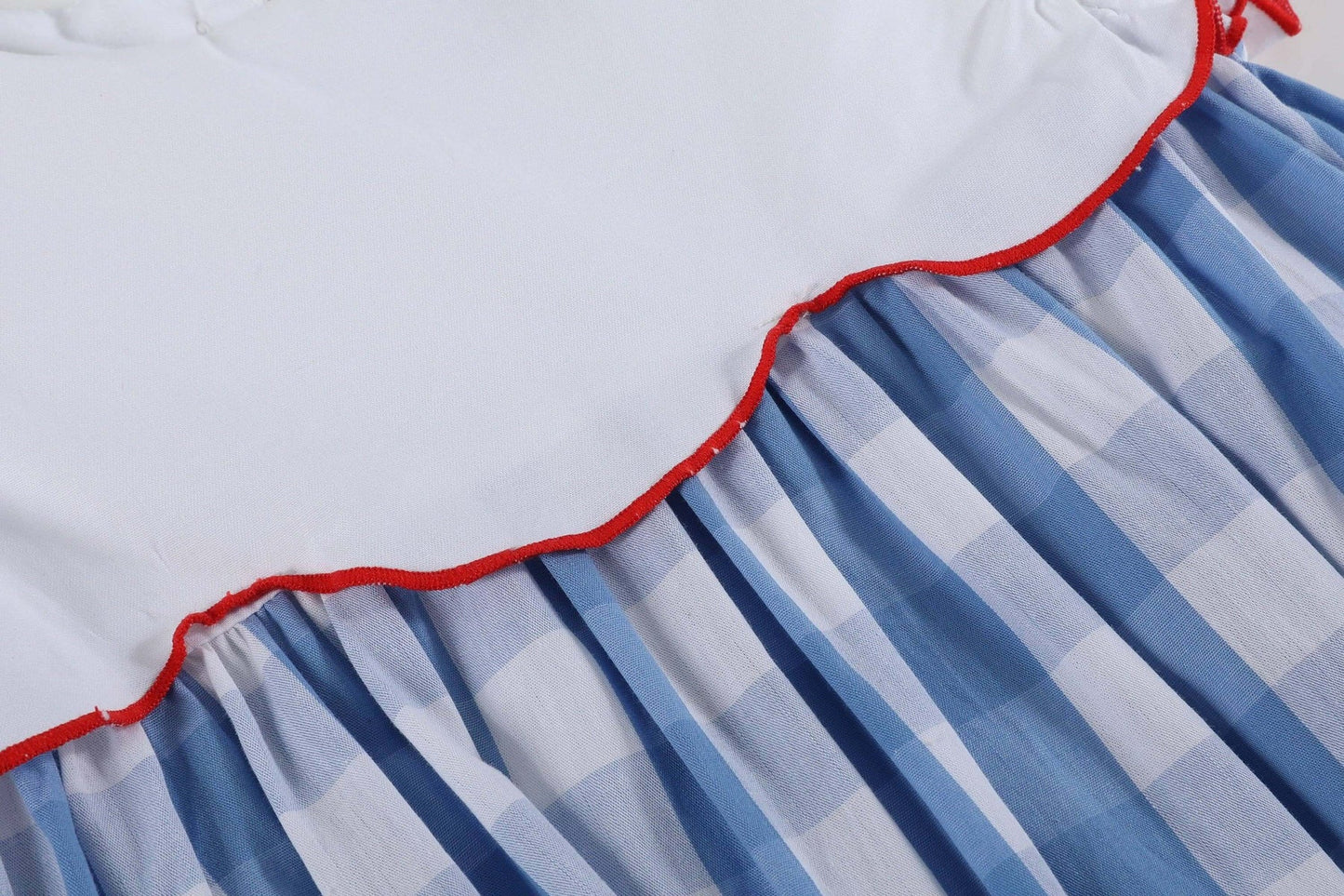 Red White Blue Check Flutter Dress