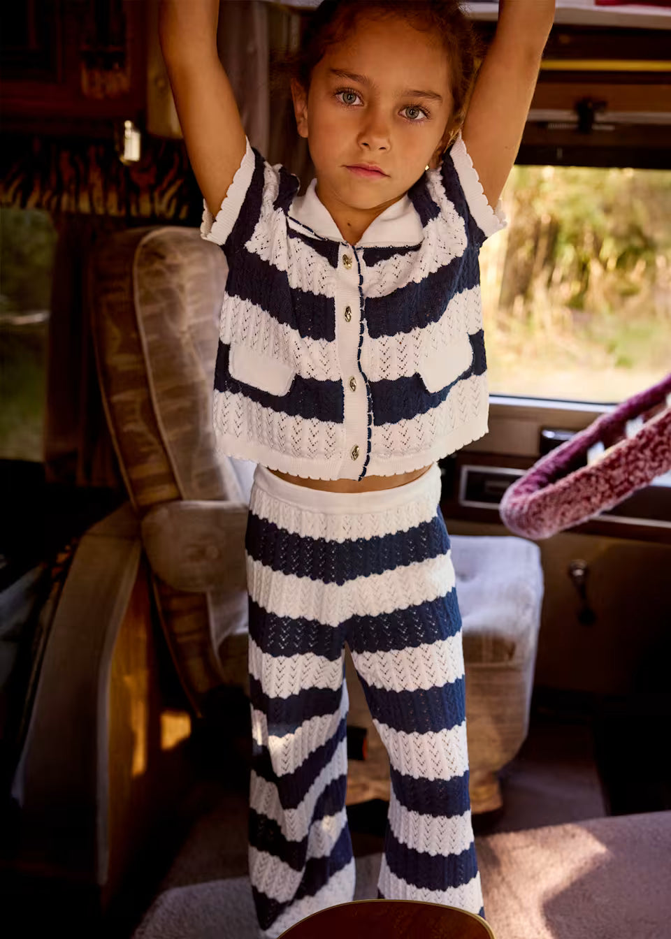 Navy Striped Crochet Set
