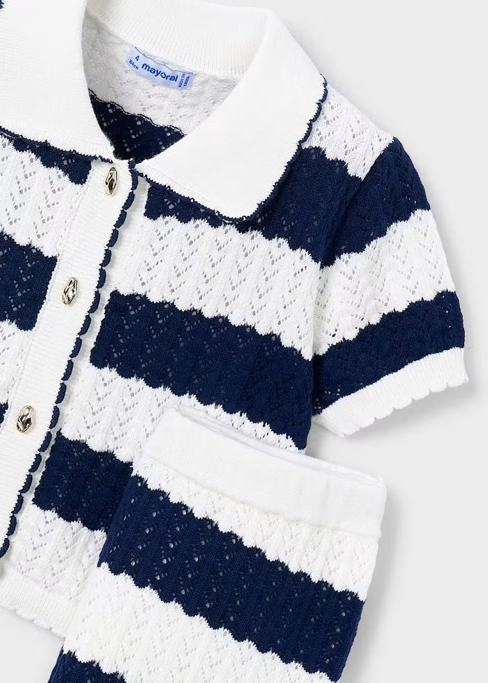 Navy Striped Crochet Set