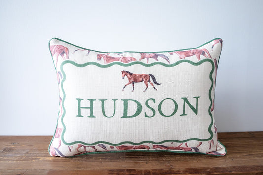 Horse Green Name Pillow