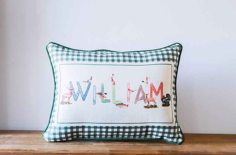 "William" Ging Wildlife Boy Name Pillow