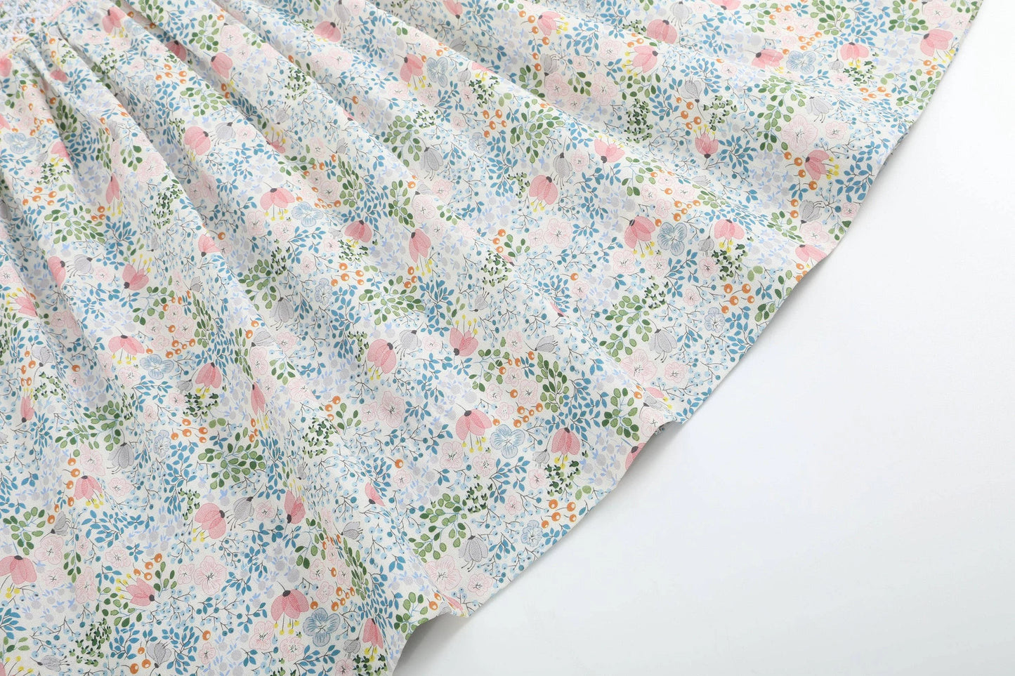 Pink Floral Smock Flutter Dress