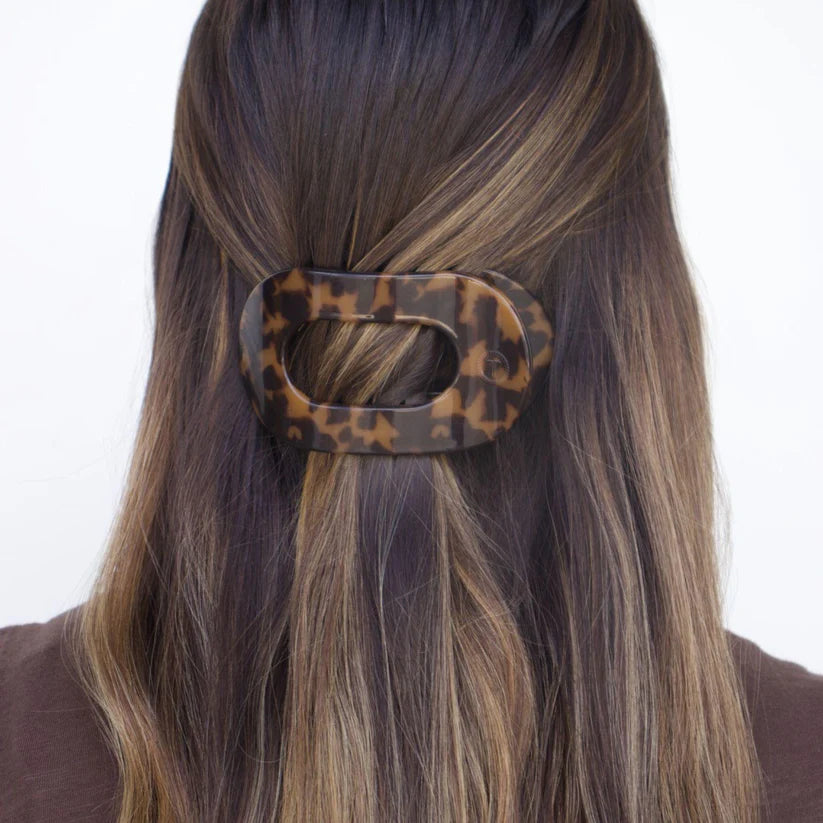 Tortoise Flat Round Hair Clip