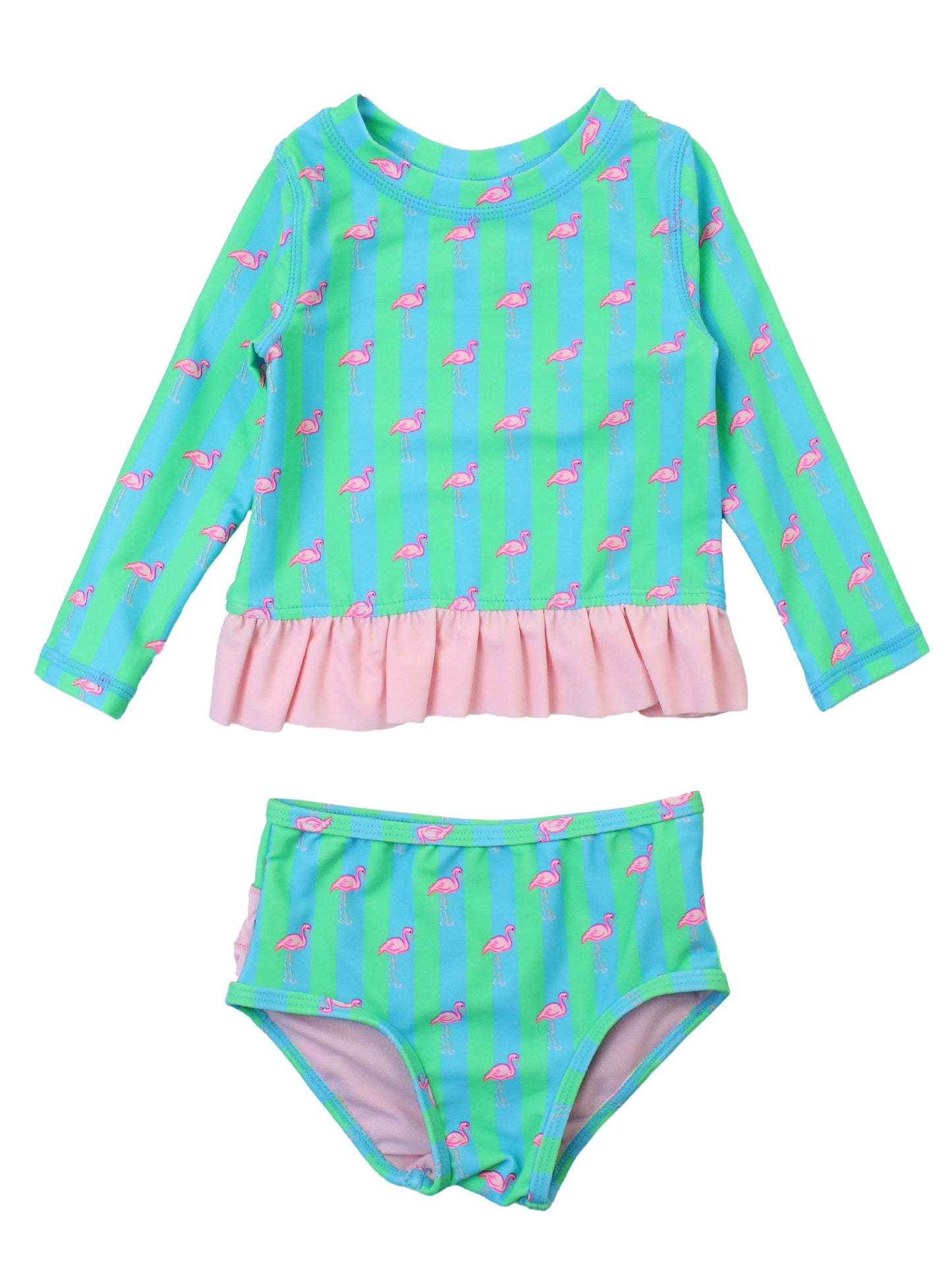 Flamingo Stripe Rash Guard Bikini