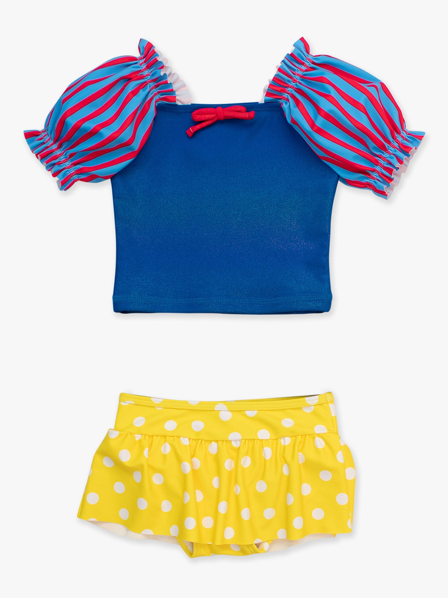 Puff Sleeve Bl & Yellow 2PC Swimsuit