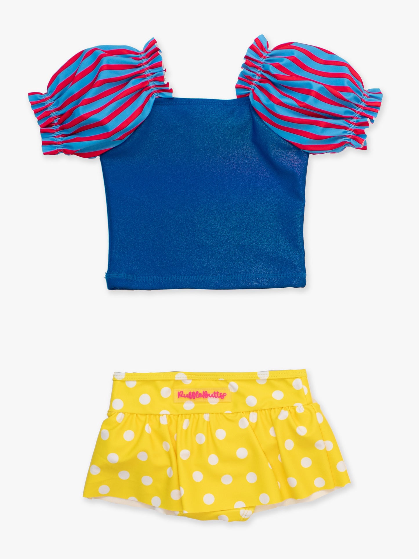 Puff Sleeve Bl & Yellow 2PC Swimsuit