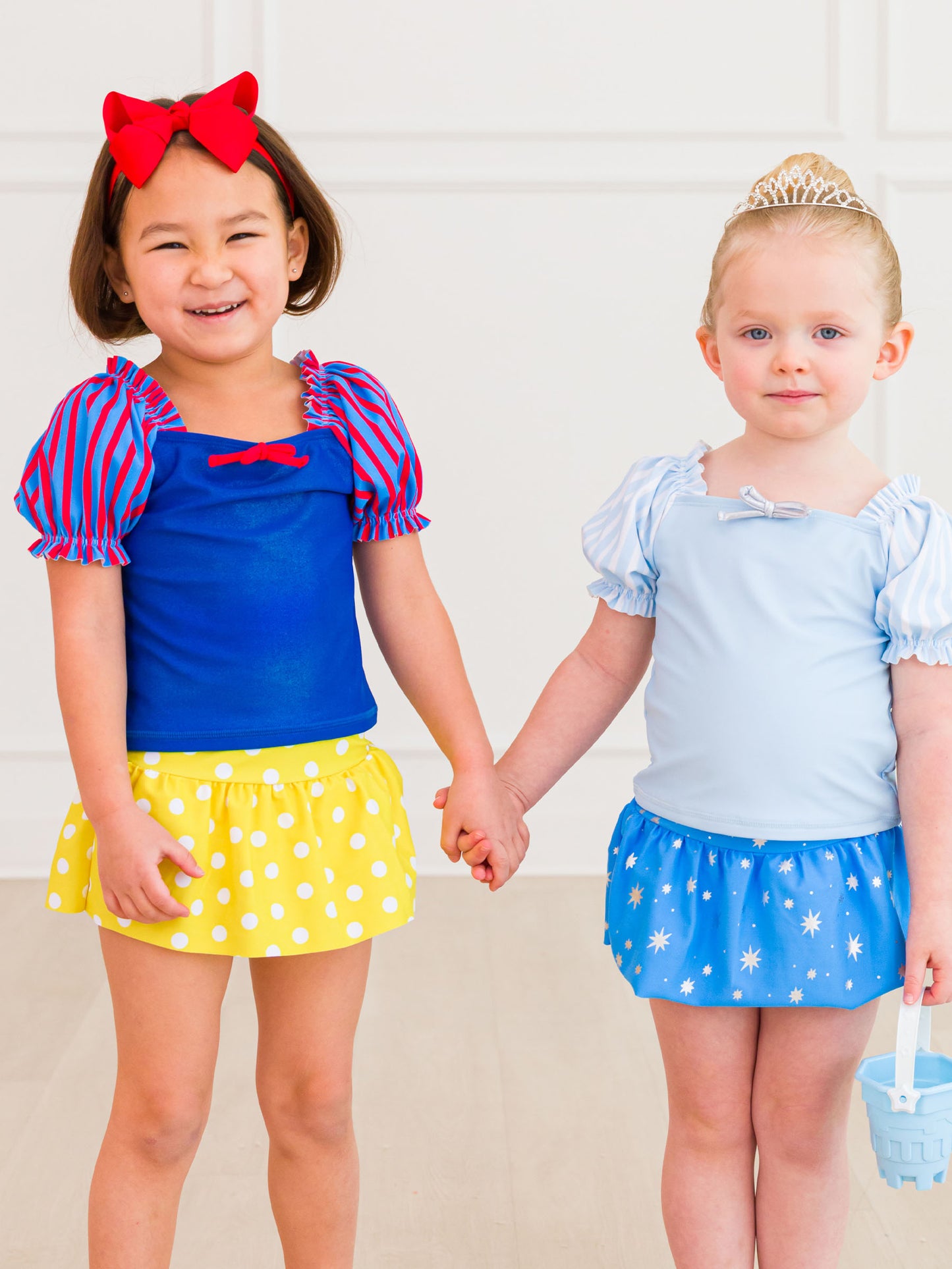 Puff Sleeve Bl & Yellow 2PC Swimsuit