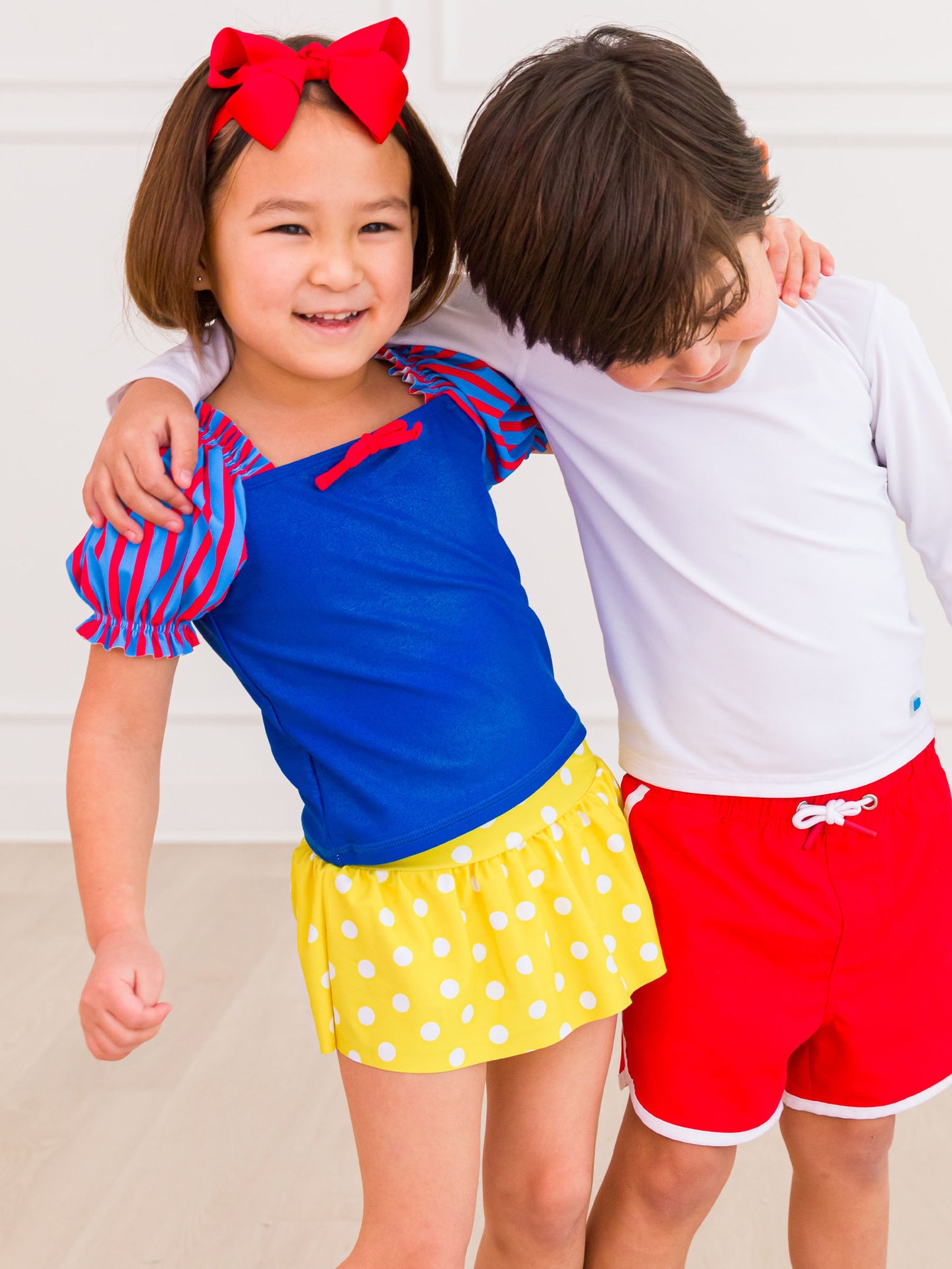 Puff Sleeve Bl & Yellow 2PC Swimsuit