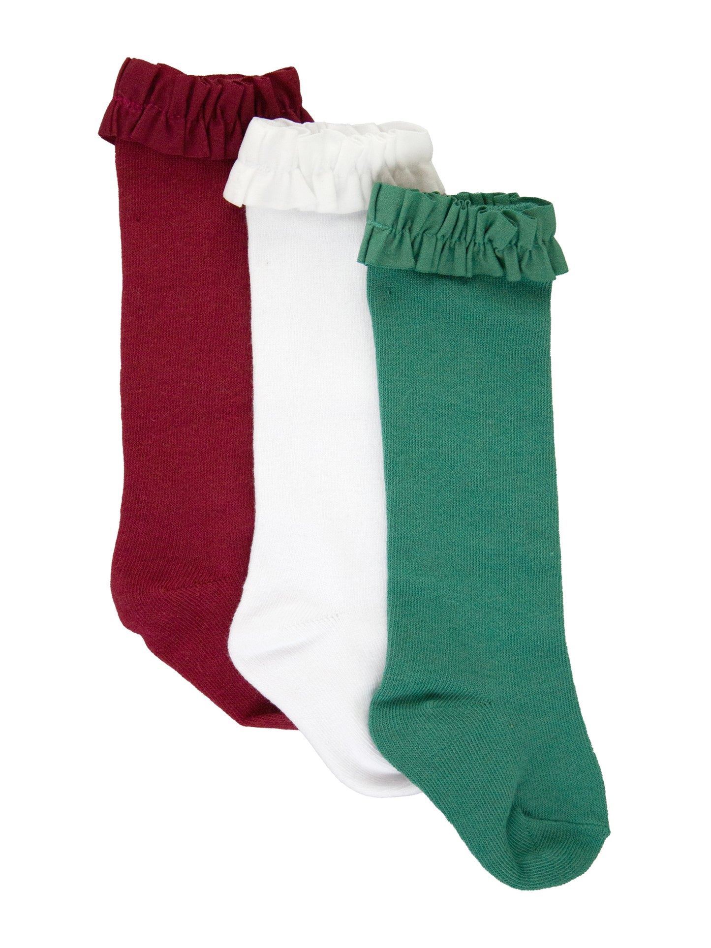 Cherry,Wht & Green Knee High Socks
