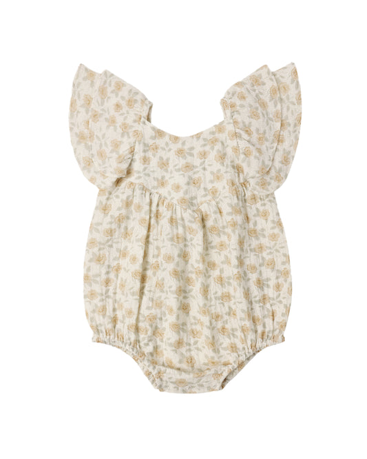 Yellow Roxy Floral Romper