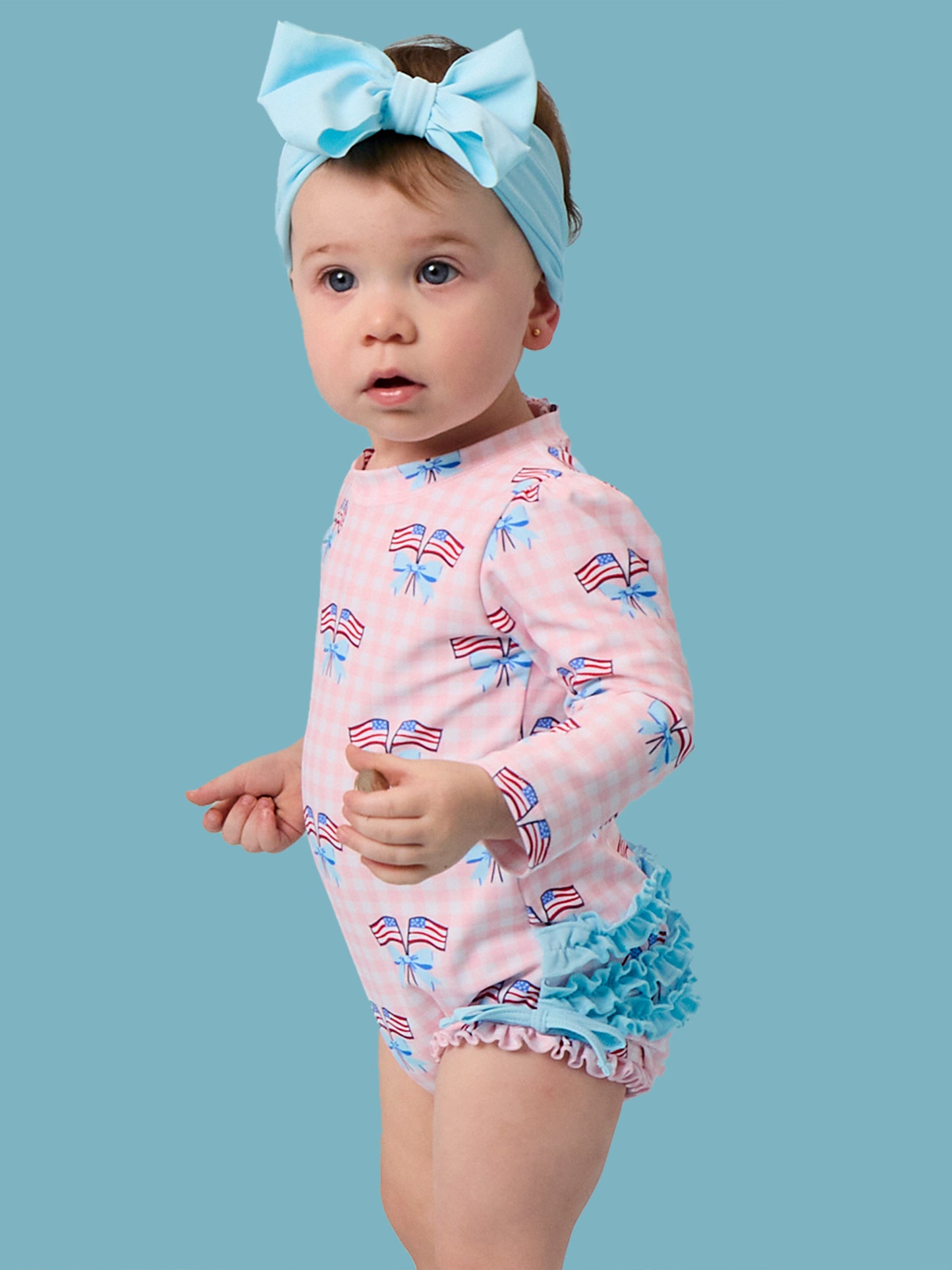 Pink Patriotic Gingham 1PC RG Swimsuit
