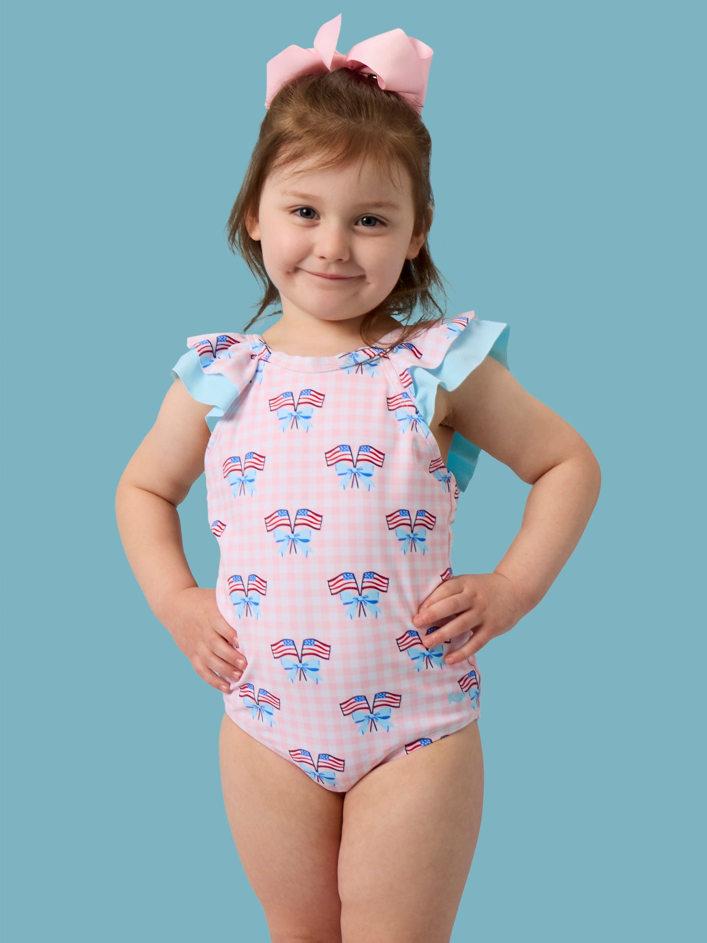 Pk Patriotic Gingham V-Back 1PC