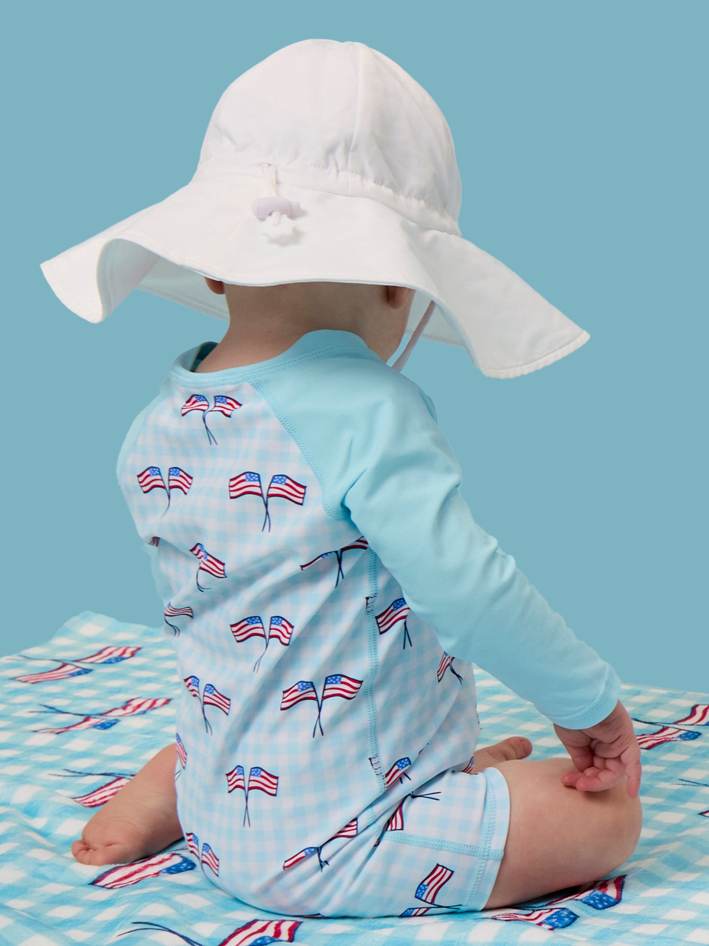 Blue Patriotic Gingham 1PC RG Swim