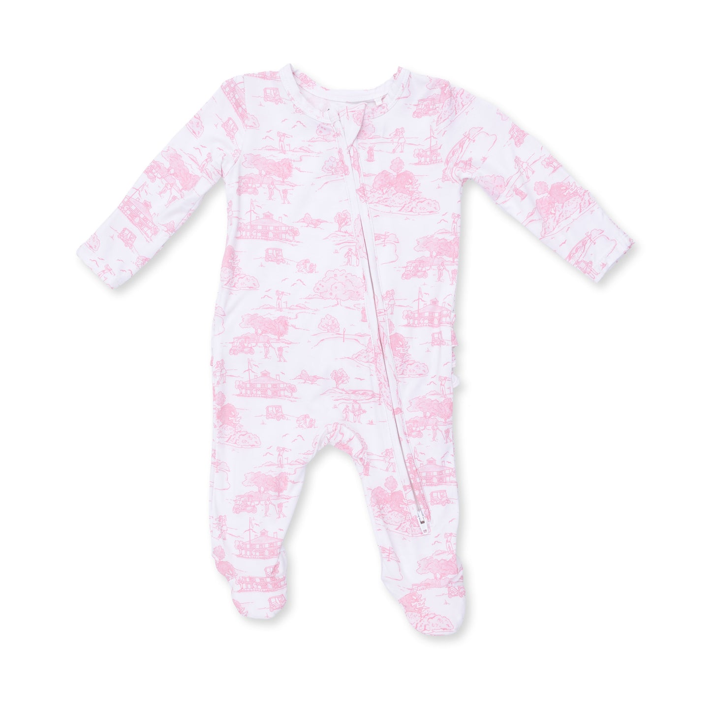 Pink Golf Toile Zipper Footie