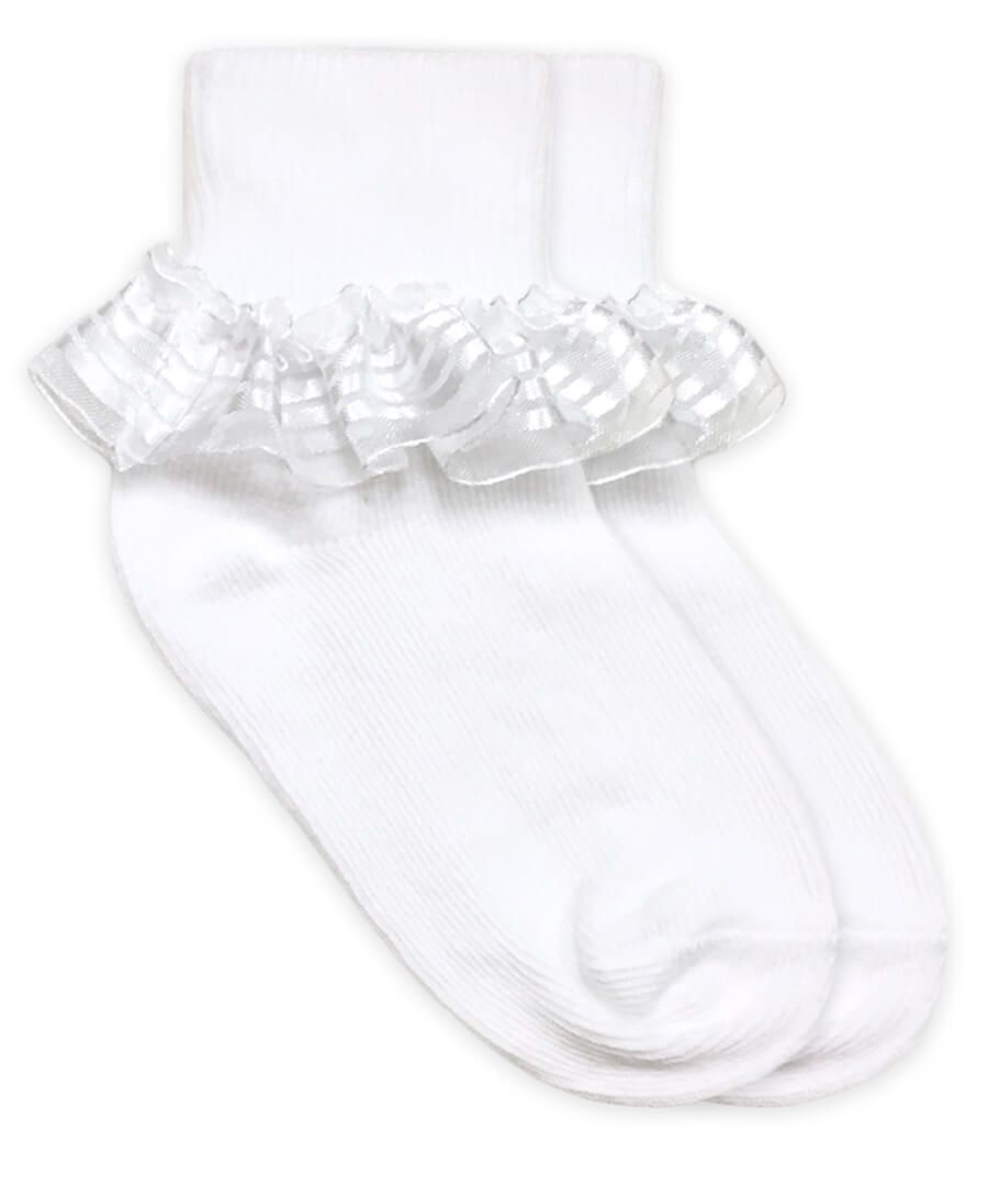 White Stripe Lace Turn Sock