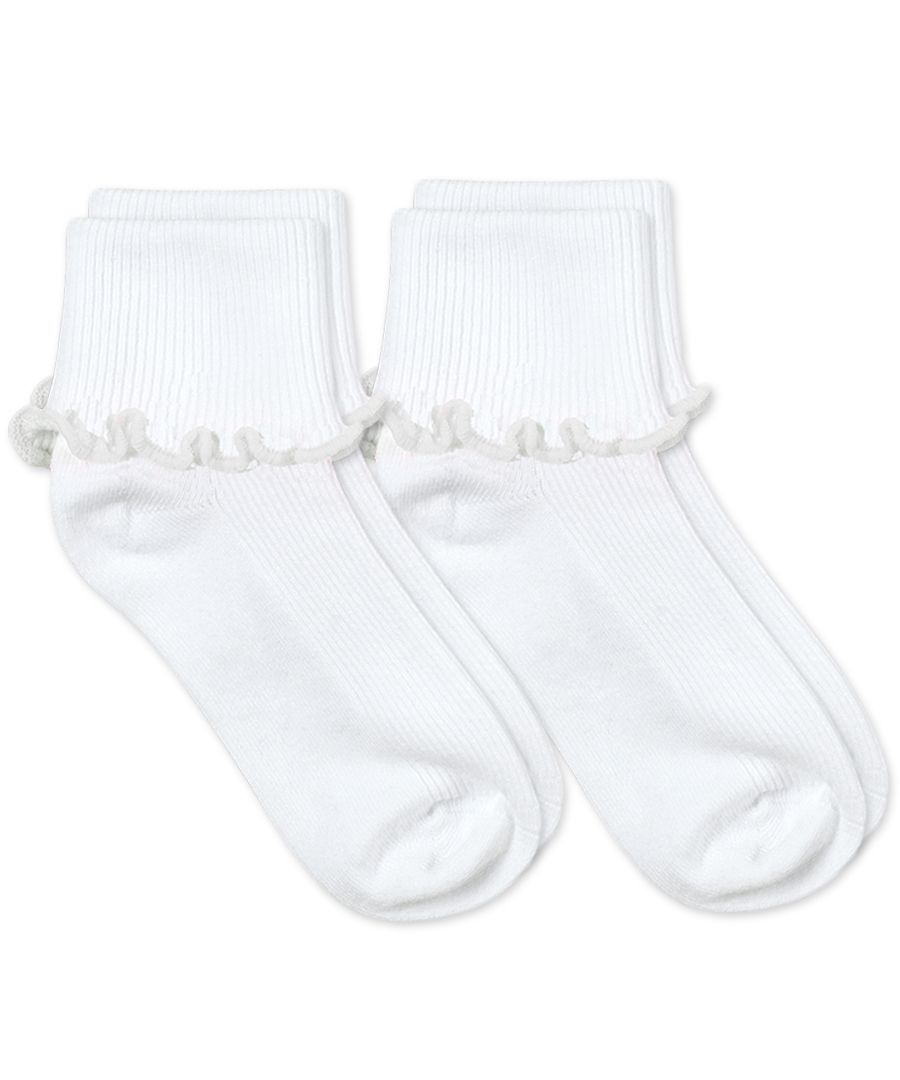 White Ripple Edge Cuff Socks