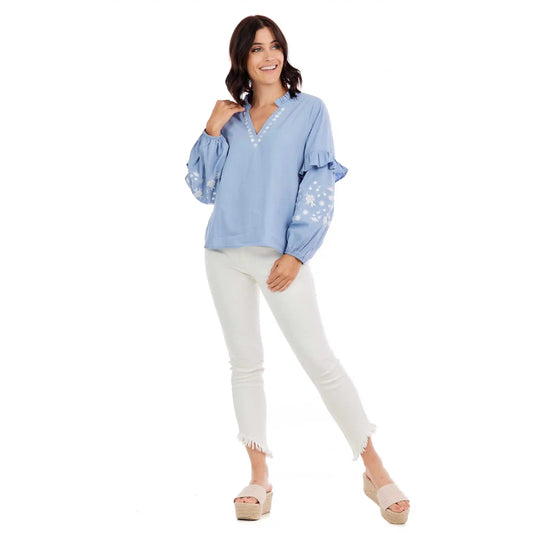 Macauley Emb Blue Top FINAL SALE