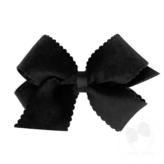 Velvet Faux Medium Scallop Bow