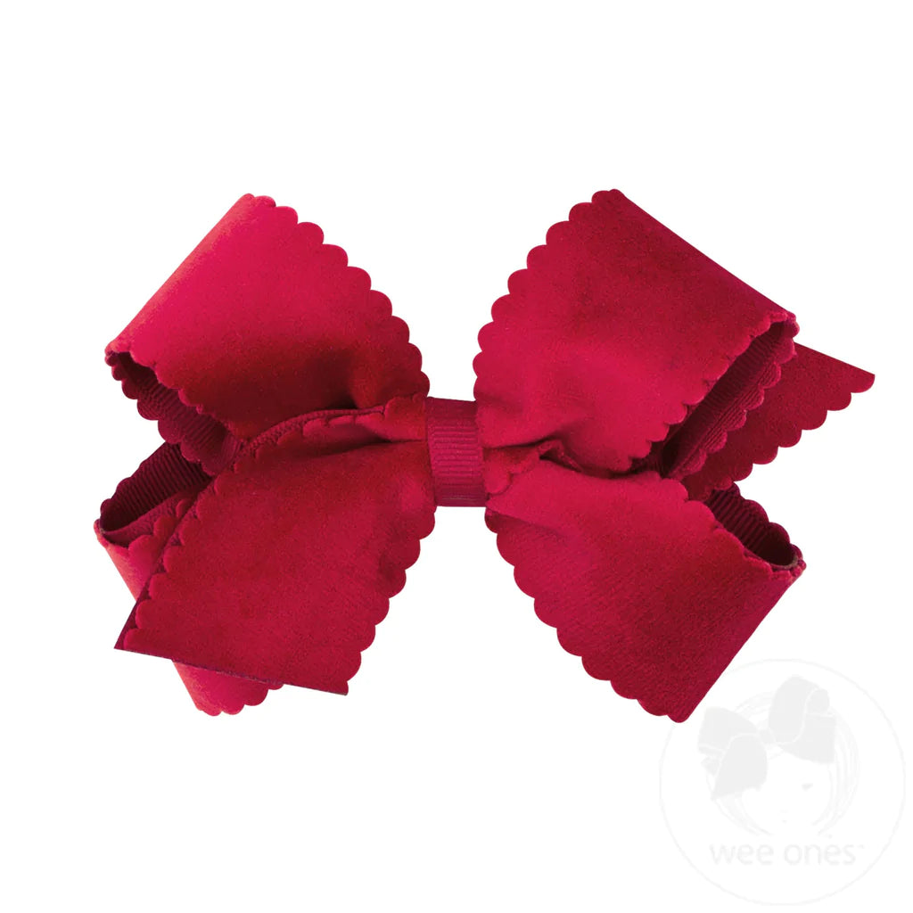 Velvet Faux Medium Scallop Bow