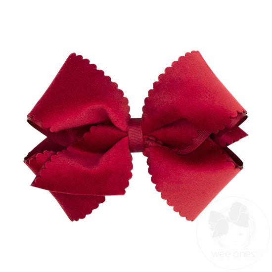 Velvet Faux SmKing Scalloped Bow