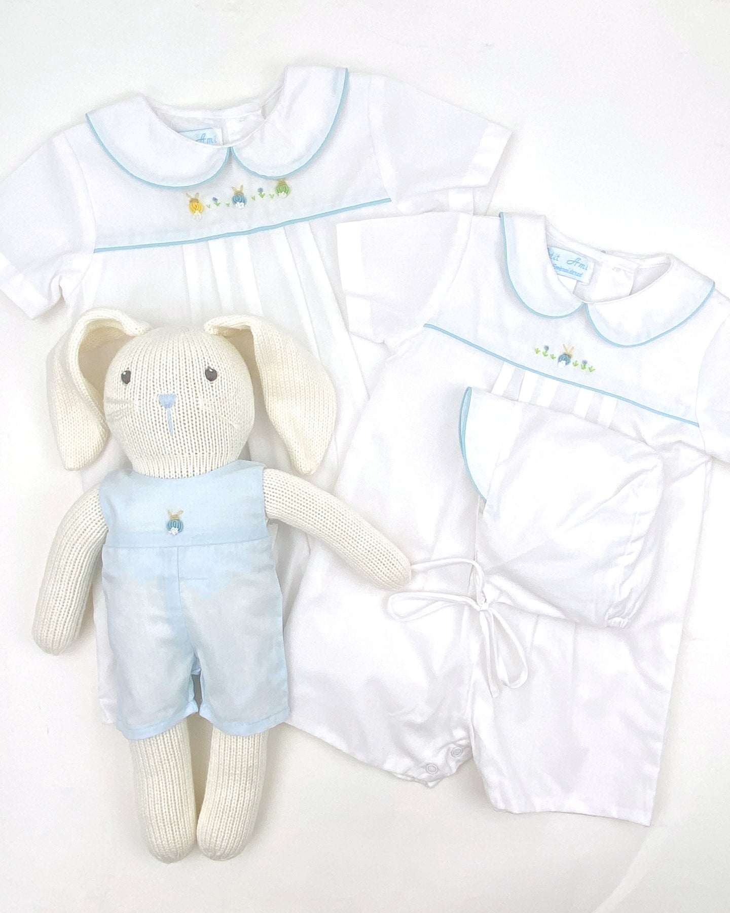 White Romper W/Bullion Bunnies