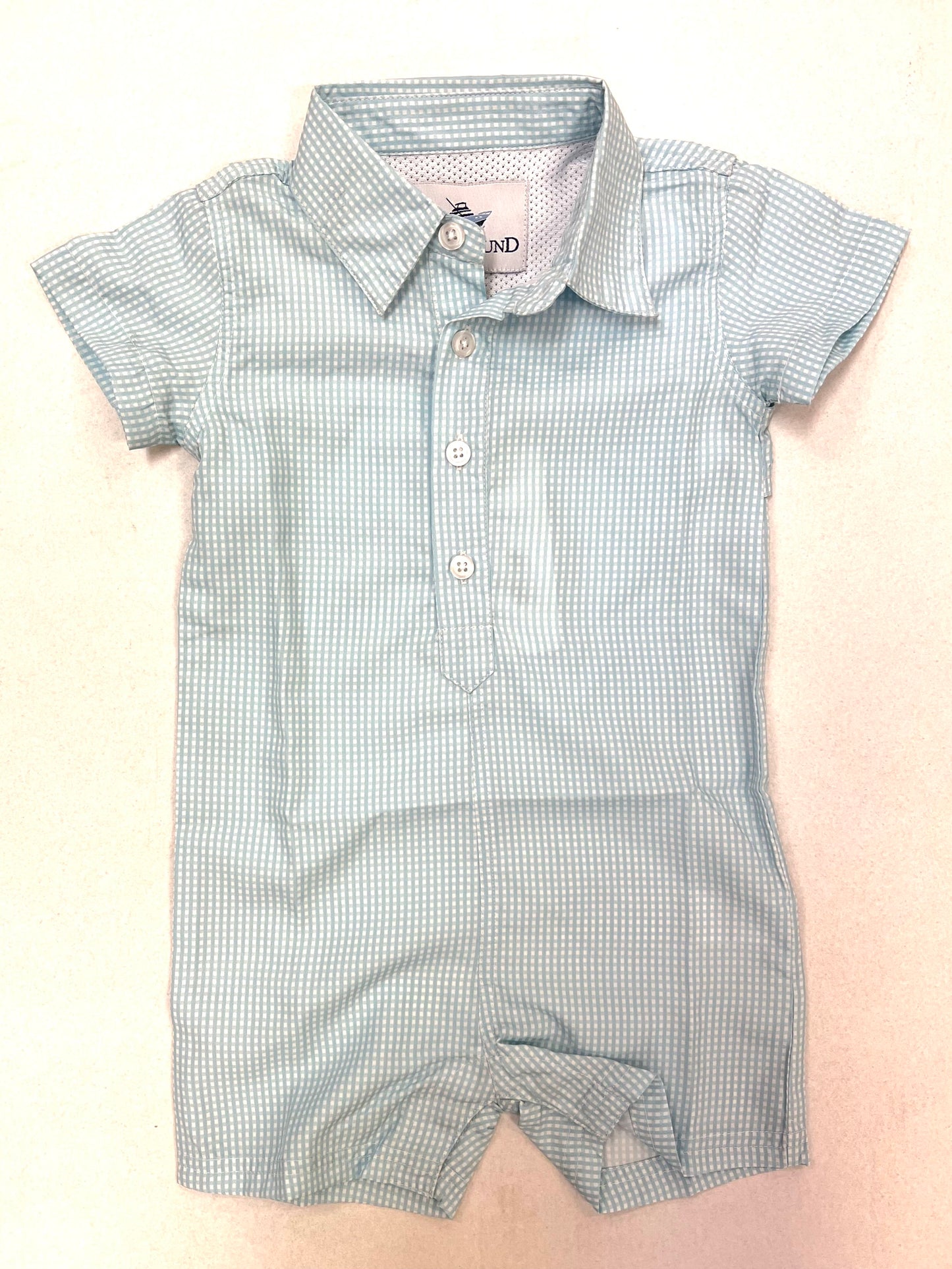 Blue Gingham Perf Romper