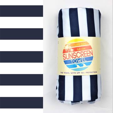 Navy Stripe UPF50+ XL Size Sunscreen Towel