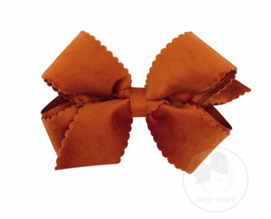Velvet Faux Medium Scallop Bow