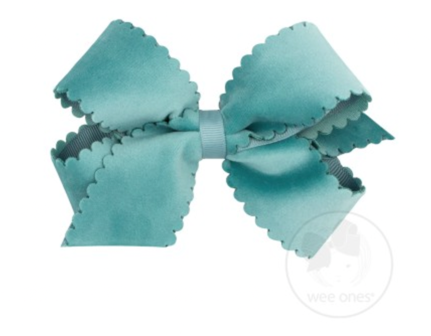 Velvet Faux Medium Scallop Bow