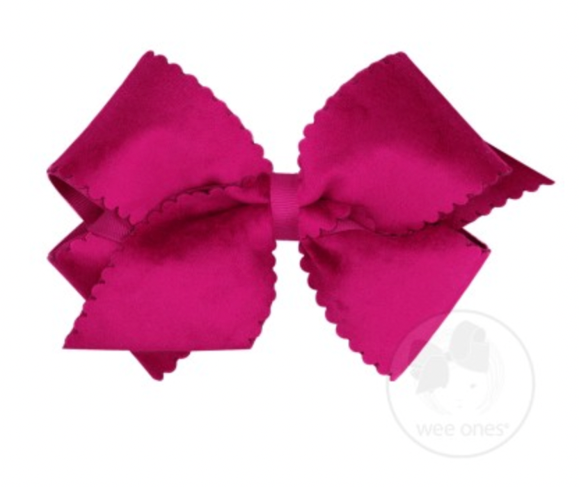 Velvet Faux Medium Scallop Bow