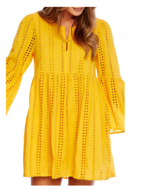 Mustard Raylee Eyelet Dress