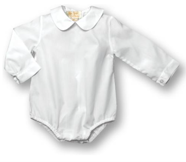 Plain White Long Sleeve Boy Peter Pan Collar Bubble