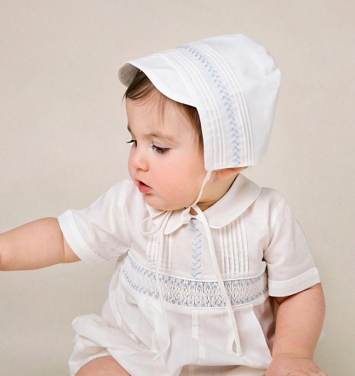 Ivory & Blue Boys Vintage Bonnet
