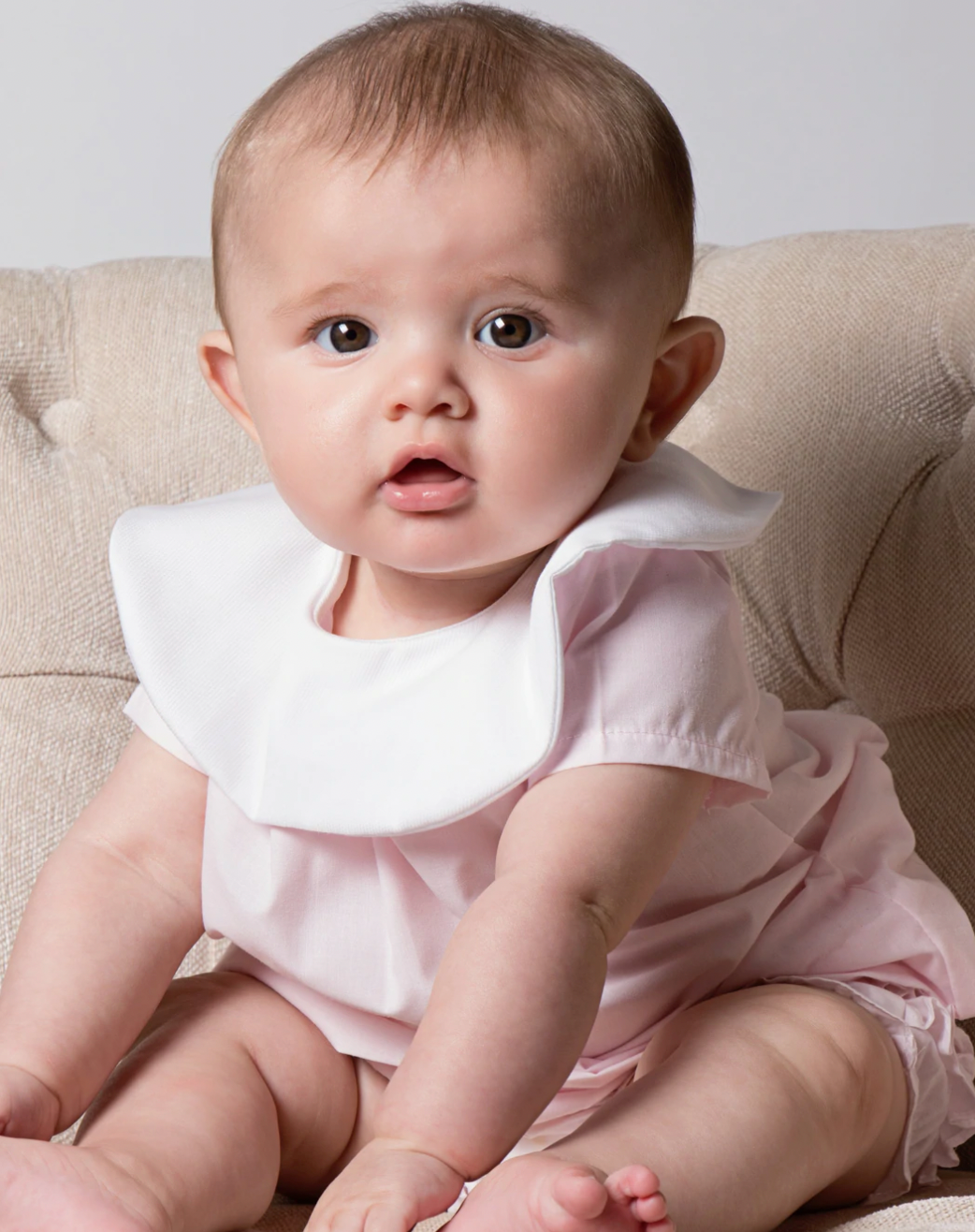 Baby Girl Round Bib Monogram Dress