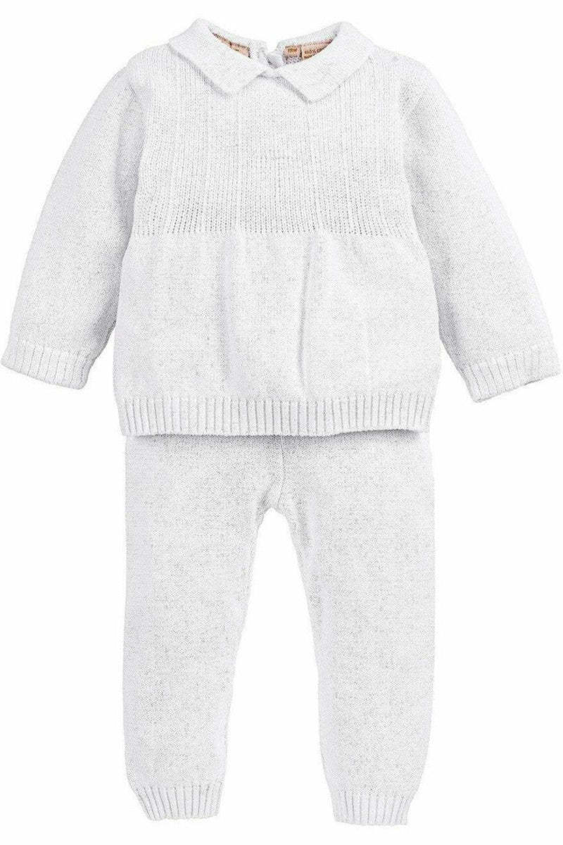 Baby Boy Knit Pearl Cross 2 Piece & Bonnet