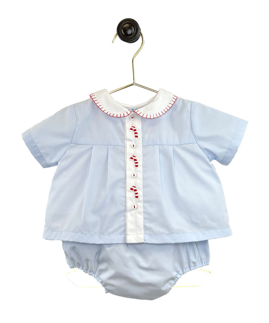 Blue Candy Cane Diaper Set