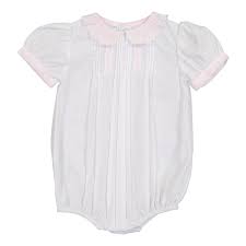 PK/WHT Girls Vintage Scalloped Collar Romper