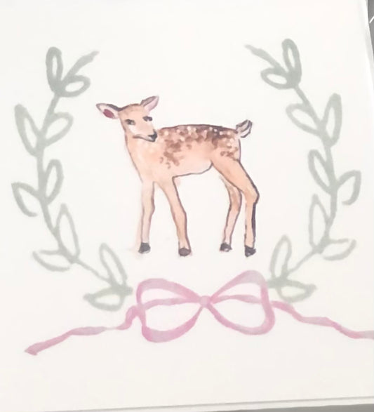 Pink Bow Deer Enclosure Card