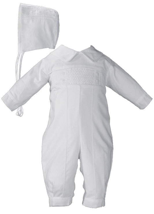 Hand Smocked Boys Pin Tucked Christening Baptism Coverall
