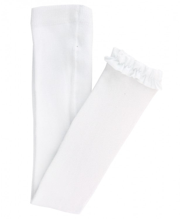 White Footless Ruffle Tights