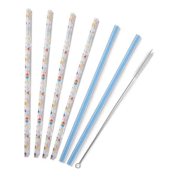Bobbing Buoys & Blue Reusable Straw Setm(Tall)