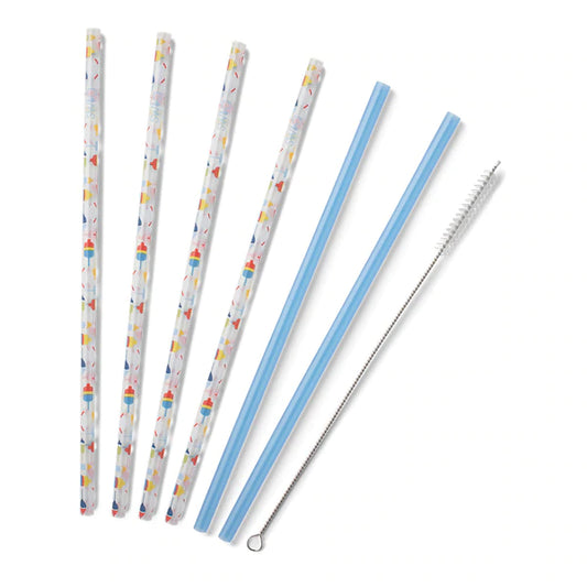 Bobbing Buoys & Blue Reusable Straw Setm(Tall)