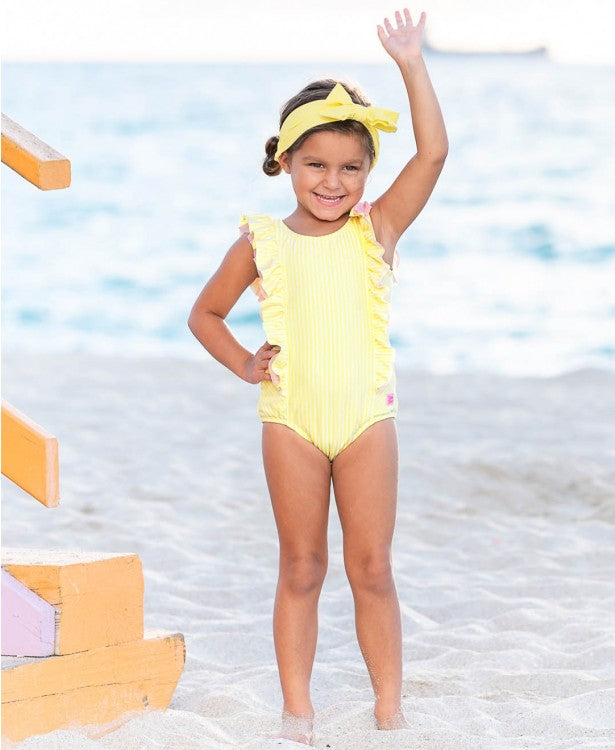 Banana Seersucker Waterfall One Piece